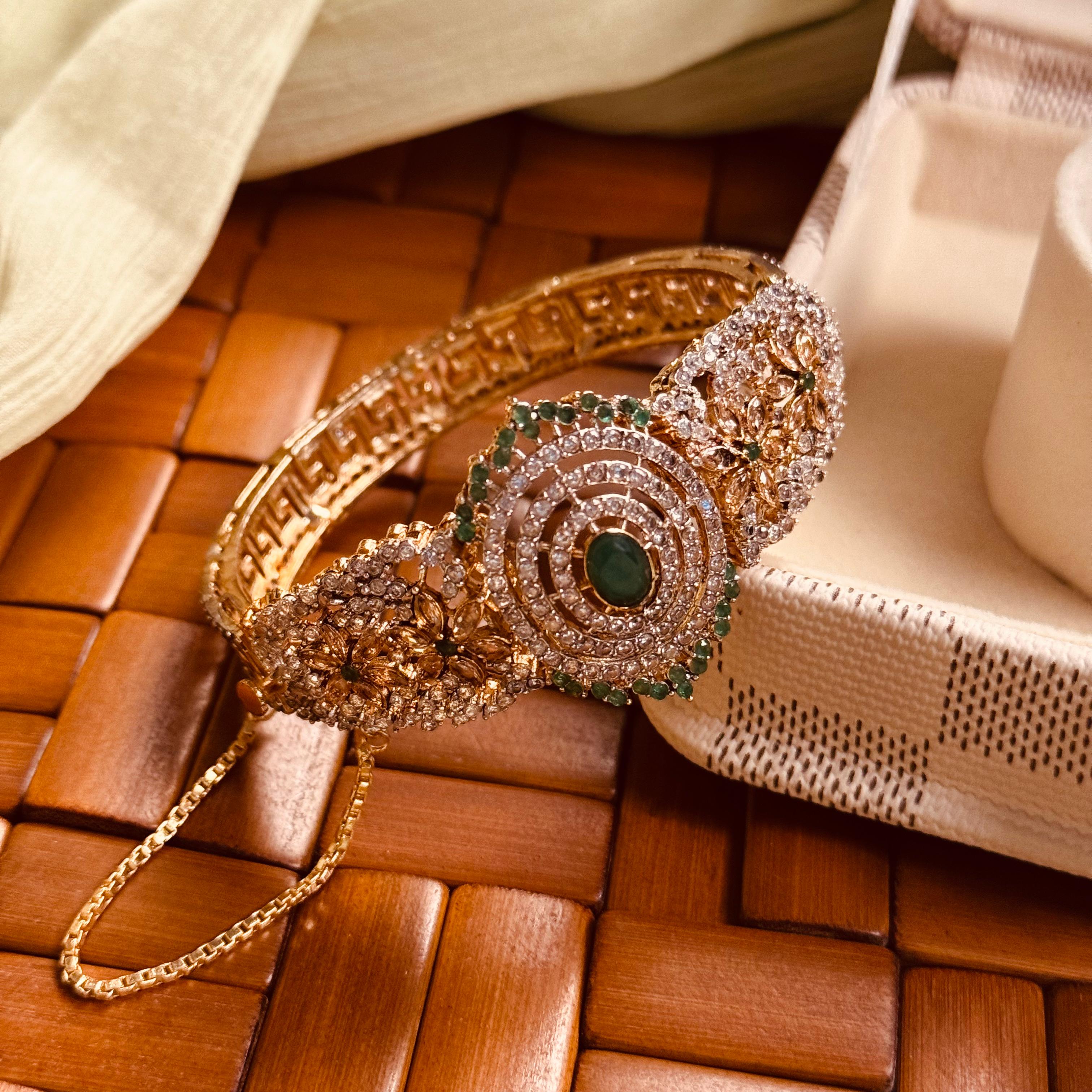 24K Gold Plated Real Zircon Stones Jarao Bangle for Girls/Women