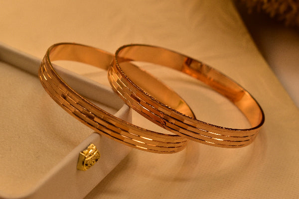 Fancy Unique Design Gold Plated 2pc Bangle Set for Girls/Women
