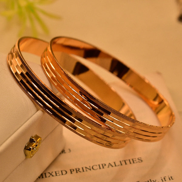 Fancy Unique Design Gold Plated 2pc Bangle Set for Girls/Women