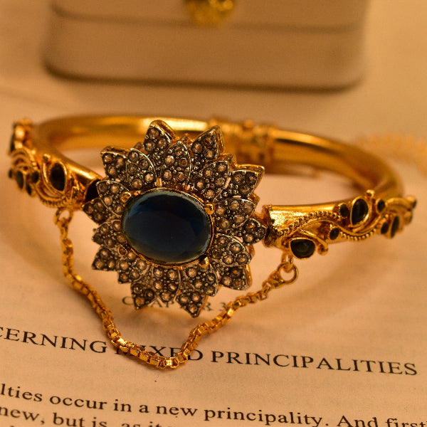 Elegant Unique Design Gold Plated Real Stones Bangle for Girls/Women