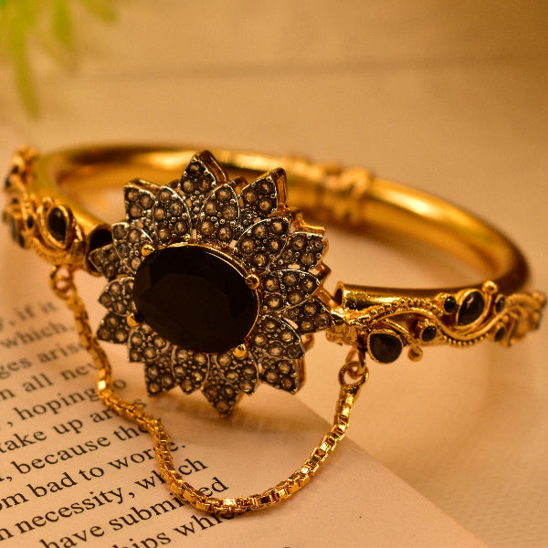 Elegant Unique Design Gold Plated Real Stones Bangle for Girls/Women