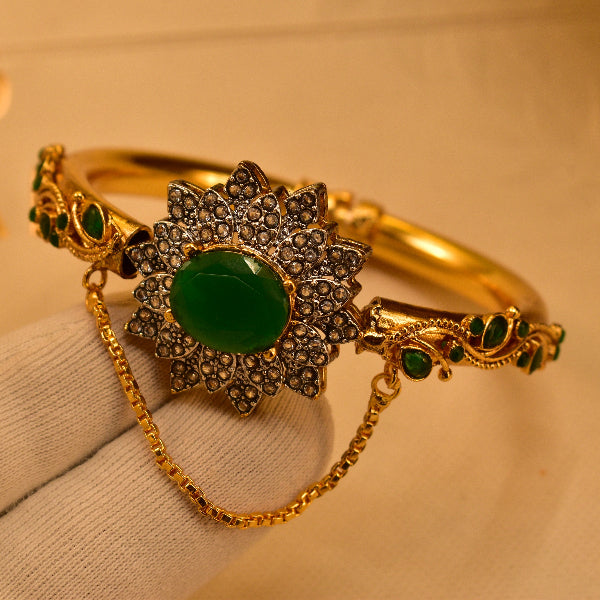 Elegant Unique Design Gold Plated Real Stones Bangle for Girls/Women