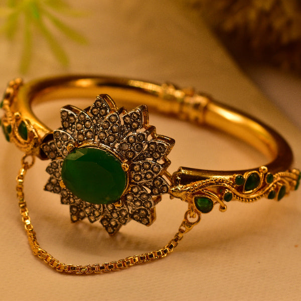 Elegant Unique Design Gold Plated Real Stones Bangle for Girls/Women