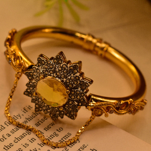 Elegant Unique Design Gold Plated Real Stones Bangle for Girls/Women