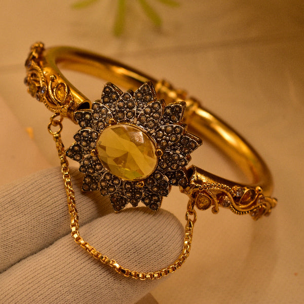 Elegant Unique Design Gold Plated Real Stones Bangle for Girls/Women