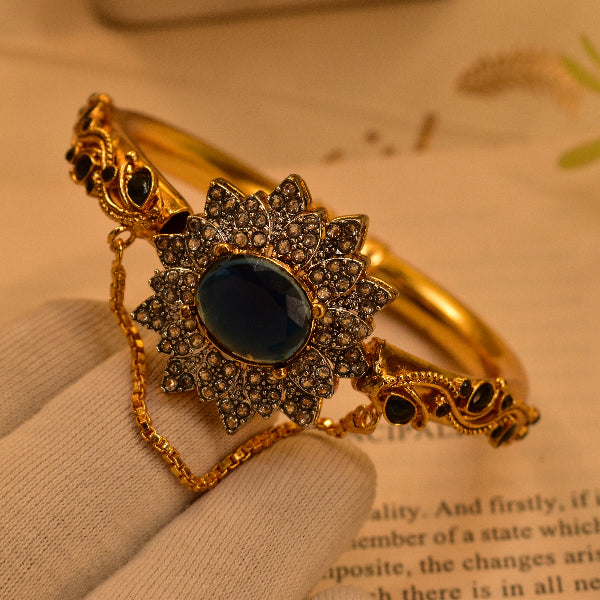 Elegant Unique Design Gold Plated Real Stones Bangle for Girls/Women