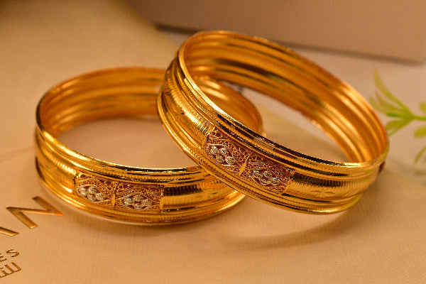 Charming Unique Design Gold Plated 2pc Bangle Set for Girls/Women