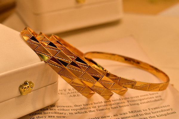 Luxury Unique Design Gold Plated 4pc Bangle Set for Girls/Women