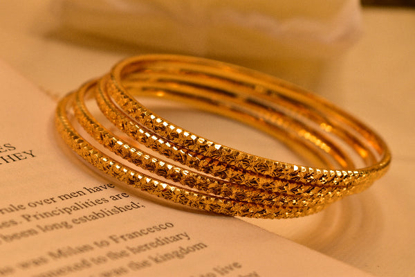 Luminous Unique Design Gold Plated 4pc Bangle Set for Girls/Women