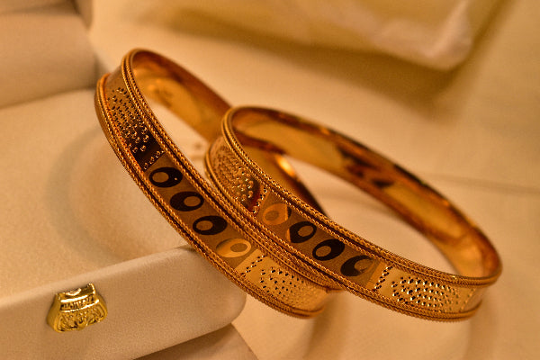 Charming Unique Design Gold Plated 2pc Bangle Set for Girls/Women