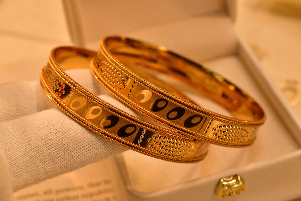 Charming Unique Design Gold Plated 2pc Bangle Set for Girls/Women