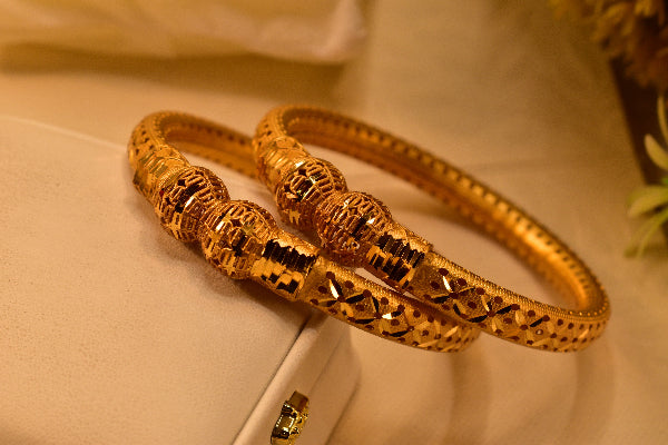 Beautiful Unique Design Gold Plated 2pc Bangle Set for Girls/Women