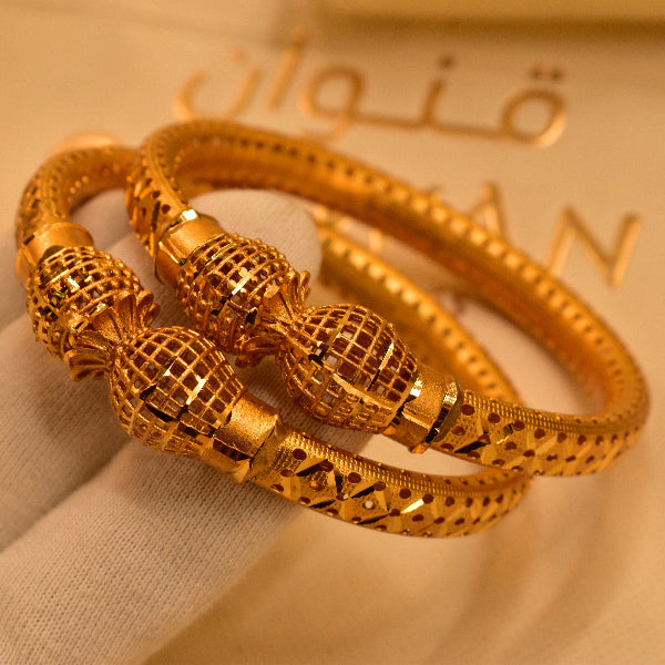 Fancy Unique Design Gold Plated 2pc Bangle Set for Girls/Women