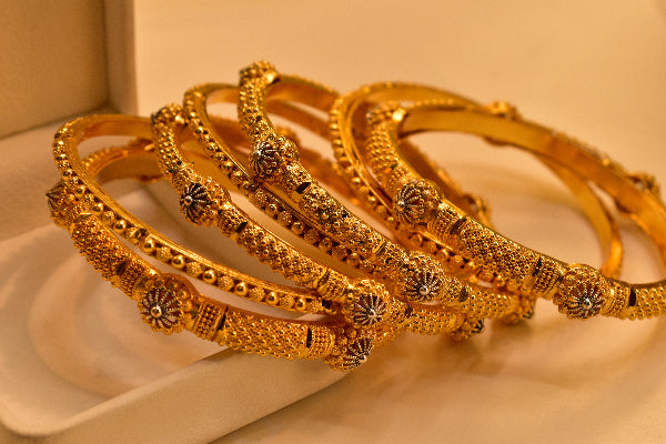Gorgeous Unique Design Gold Plated 7pc Bangle Set for Girls/Women