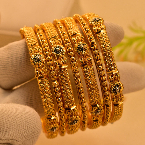 Stylish Unique Design Gold Plated 7pc Bangle Set for Girls/Women