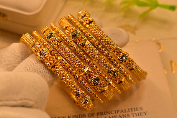 Stylish Unique Design Gold Plated 7pc Bangle Set for Girls/Women