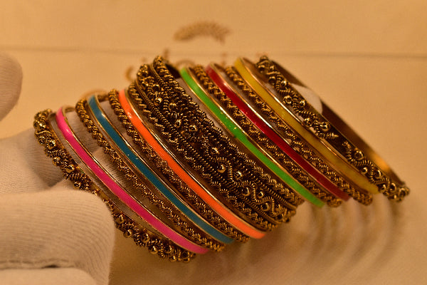 Beautiful Unique Design Gold Plated 13pc Bangle Set for Girls/Women