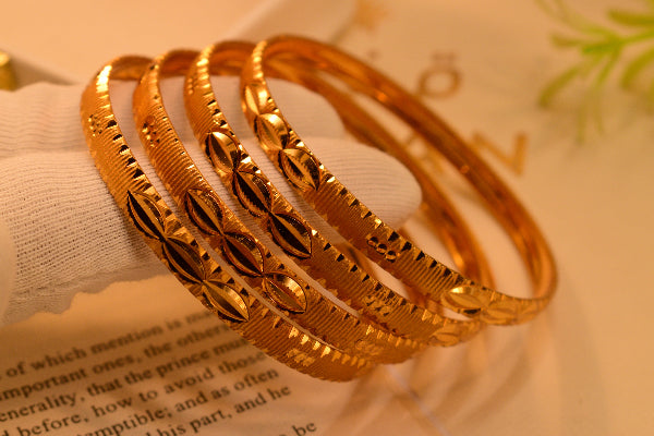 Elegant Unique Design Gold Plated 4pc Bangle Set for Girls/Women