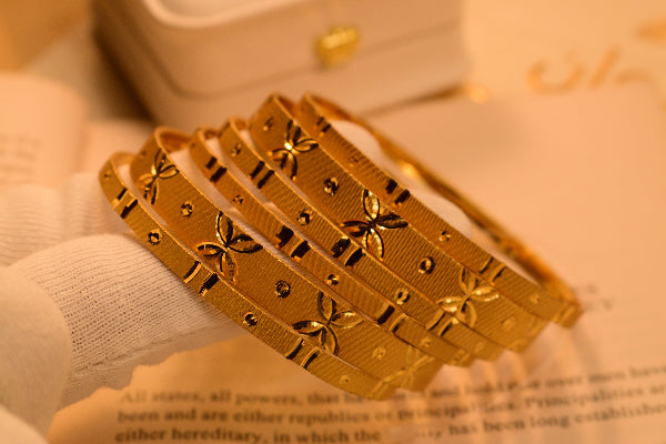 Glamorous Unique Design Gold Plated 6pc Bangle Set for Girls/Women