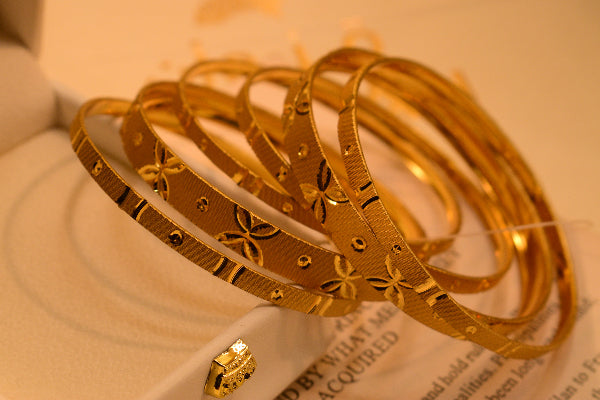 Glamorous Unique Design Gold Plated 6pc Bangle Set for Girls/Women