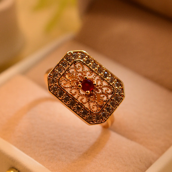 Luxury Unique Design Gold Plated Crystal Stones Ring For Girls/Women