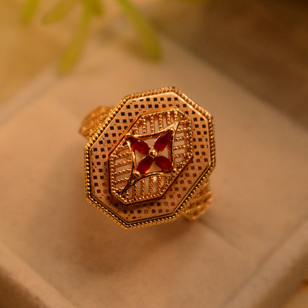 Dazzling Unique Design Gold Plated Crystal Stones Ring For Girls/Women