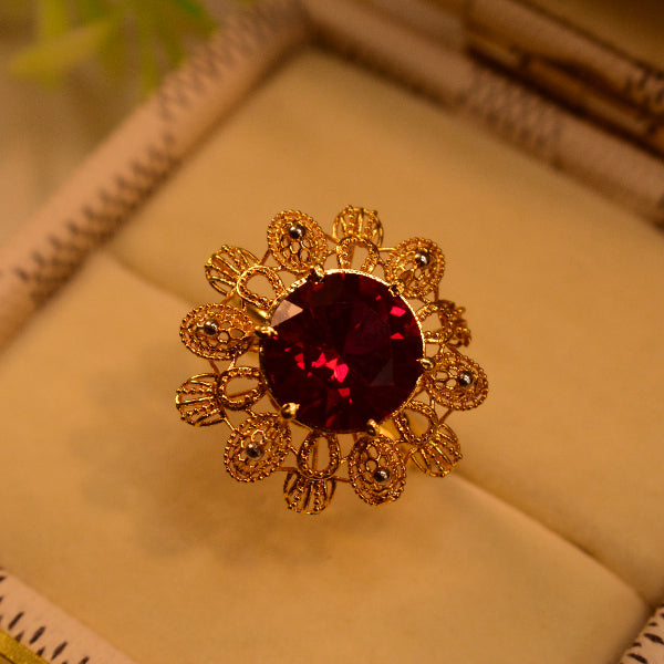 Fancy Design 22K RP 4.7 Gram Gold Plated Real Stone Ring For Girls/Women