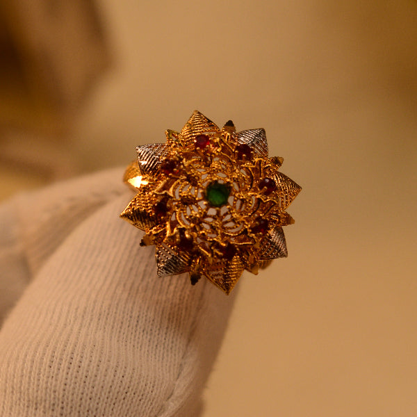 Luxury Design 22K RP 3.7 Gram Gold Plated Crystal Stones Ring For Girls/Women