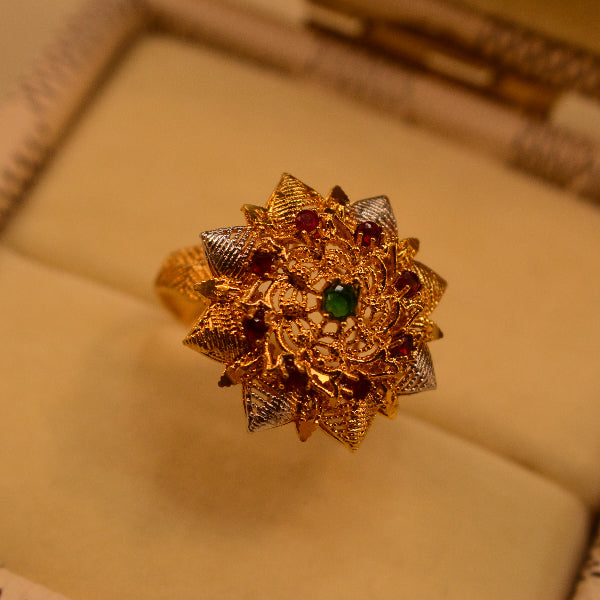 Luxury Design 22K RP 3.7 Gram Gold Plated Crystal Stones Ring For Girls/Women