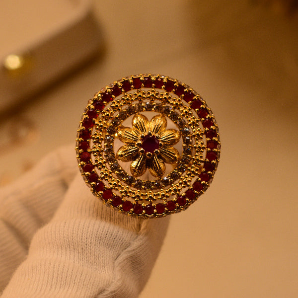 Elegant Design 22K RP 6.7 Gram Gold Plated Crystal Stones Ring For Girls/Women