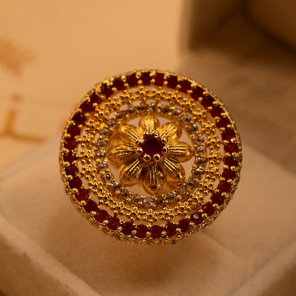 Elegant Design 22K RP 6.7 Gram Gold Plated Crystal Stones Ring For Girls/Women