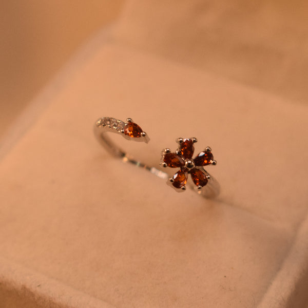 Dazzling Flower Design Silver Plated Crystal Stones Ring For Girls/Women