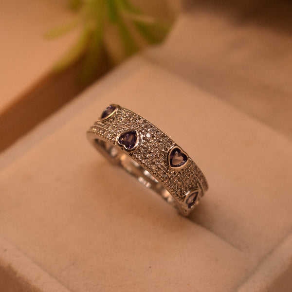 Dazzling Design Silver Plated Crystal Stones Ring For Girls/Women