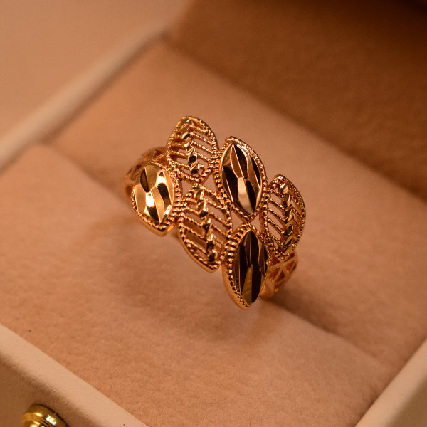 Dazzling Unique Leaf Design Gold Plated Ring For Girls/Women