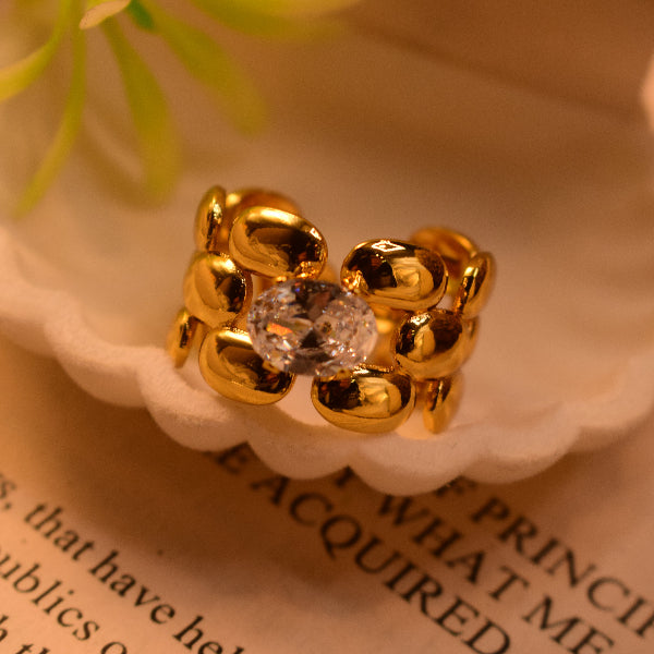 Dazzling Design Gold Plated Crystal Stone Ring For Girls/Women