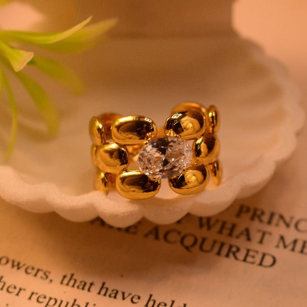 Dazzling Design Gold Plated Crystal Stone Ring For Girls/Women