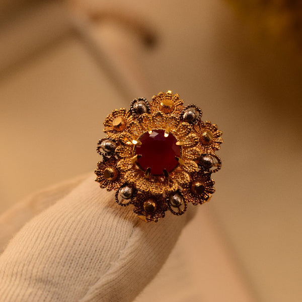 Dazzling Design 24K RP 3.5 Gram Gold Plated Crystal Stone Ring For Girls/Women