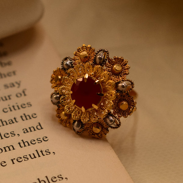 Dazzling Design 24K RP 3.5 Gram Gold Plated Crystal Stone Ring For Girls/Women