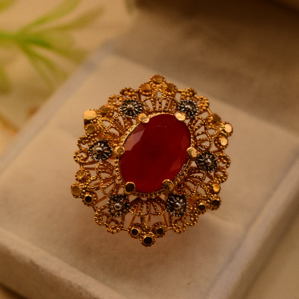 Sparkling Design 24K RP 3.5 Gram Gold Plated Crystal Stone Ring For Girls/Women