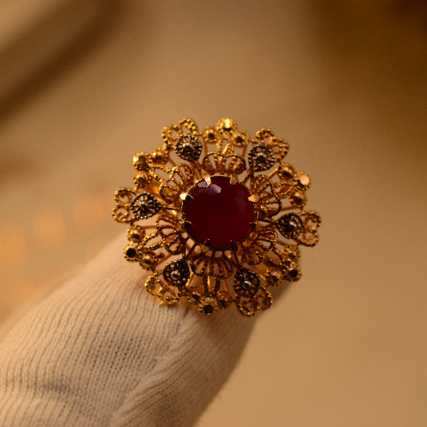 Elegant Design 24K RP 3.5 Gram Gold Plated Crystal Stone Ring For Girls/Women