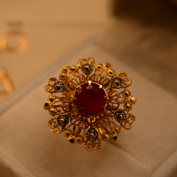 Elegant Design 24K RP 3.5 Gram Gold Plated Crystal Stone Ring For Girls/Women