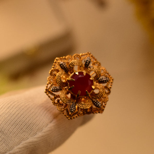 Beautiful Design 24K RP 3.5 Gram Gold Plated Crystal Stone Ring For Girls/Women