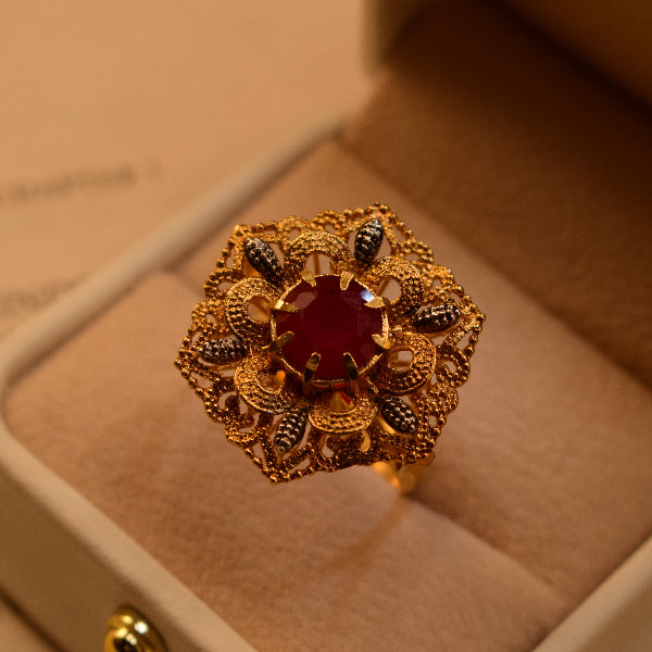 Beautiful Design 24K RP 3.5 Gram Gold Plated Crystal Stone Ring For Girls/Women