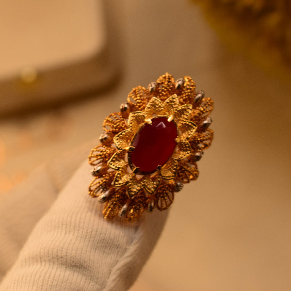 Gorgeous Design 24K RP 4 Gram Gold Plated Crystal Stone Ring For Girls/Women