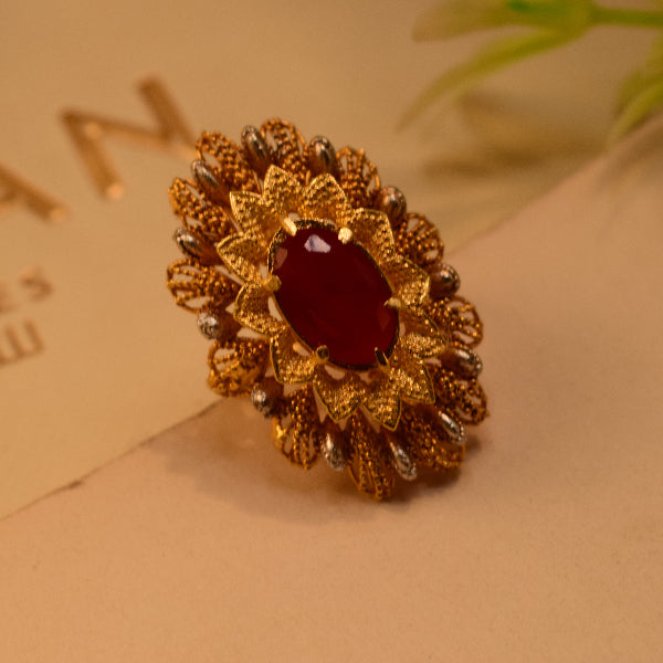Gorgeous Design 24K RP 4 Gram Gold Plated Crystal Stone Ring For Girls/Women