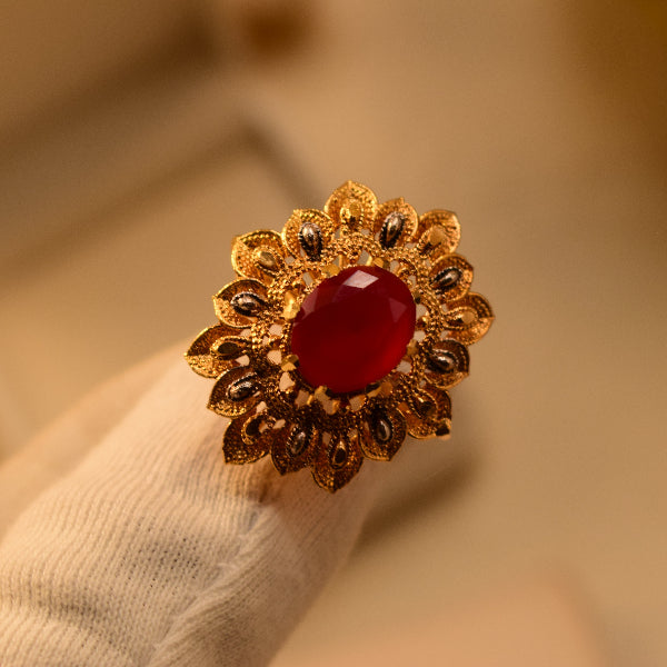 Charming Design 24K RP 4 Gram Gold Plated Crystal Stone Ring For Girls/Women