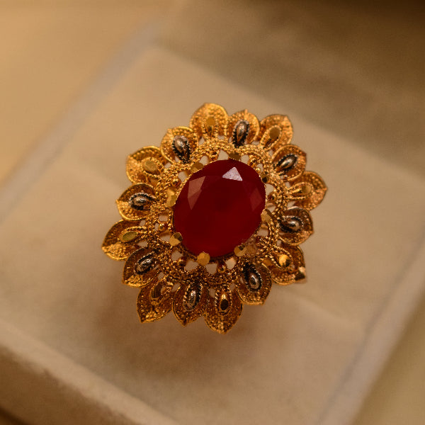Charming Design 24K RP 4 Gram Gold Plated Crystal Stone Ring For Girls/Women