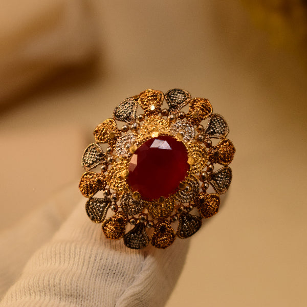 Luminous Design 24K RP 3.5 Gram Gold Plated Crystal Stone Ring For Girls/Women