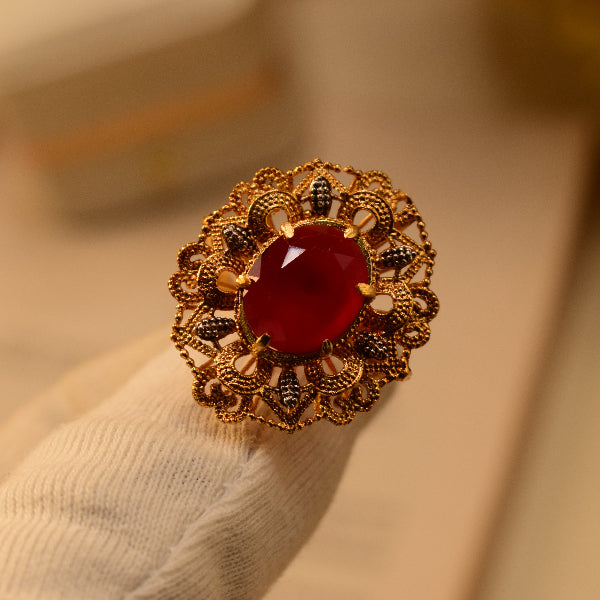 Stylish Design 24K RP 3.5 Gram Gold Plated Crystal Stone Ring For Girls/Women