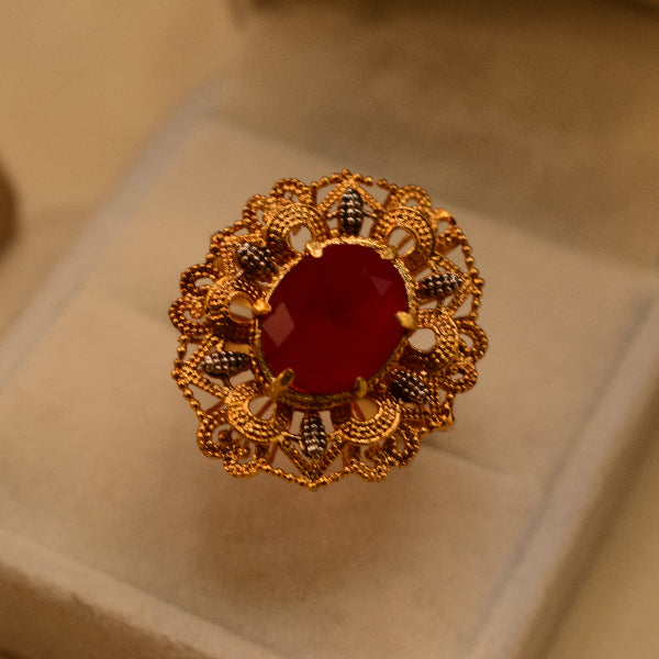 Stylish Design 24K RP 3.5 Gram Gold Plated Crystal Stone Ring For Girls/Women